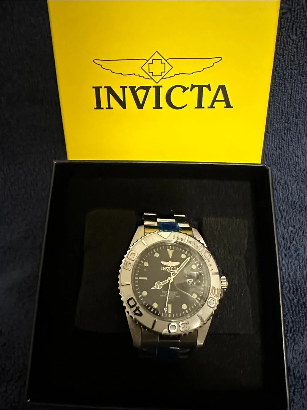 Invicta Men's Silver Watch with Black Dial